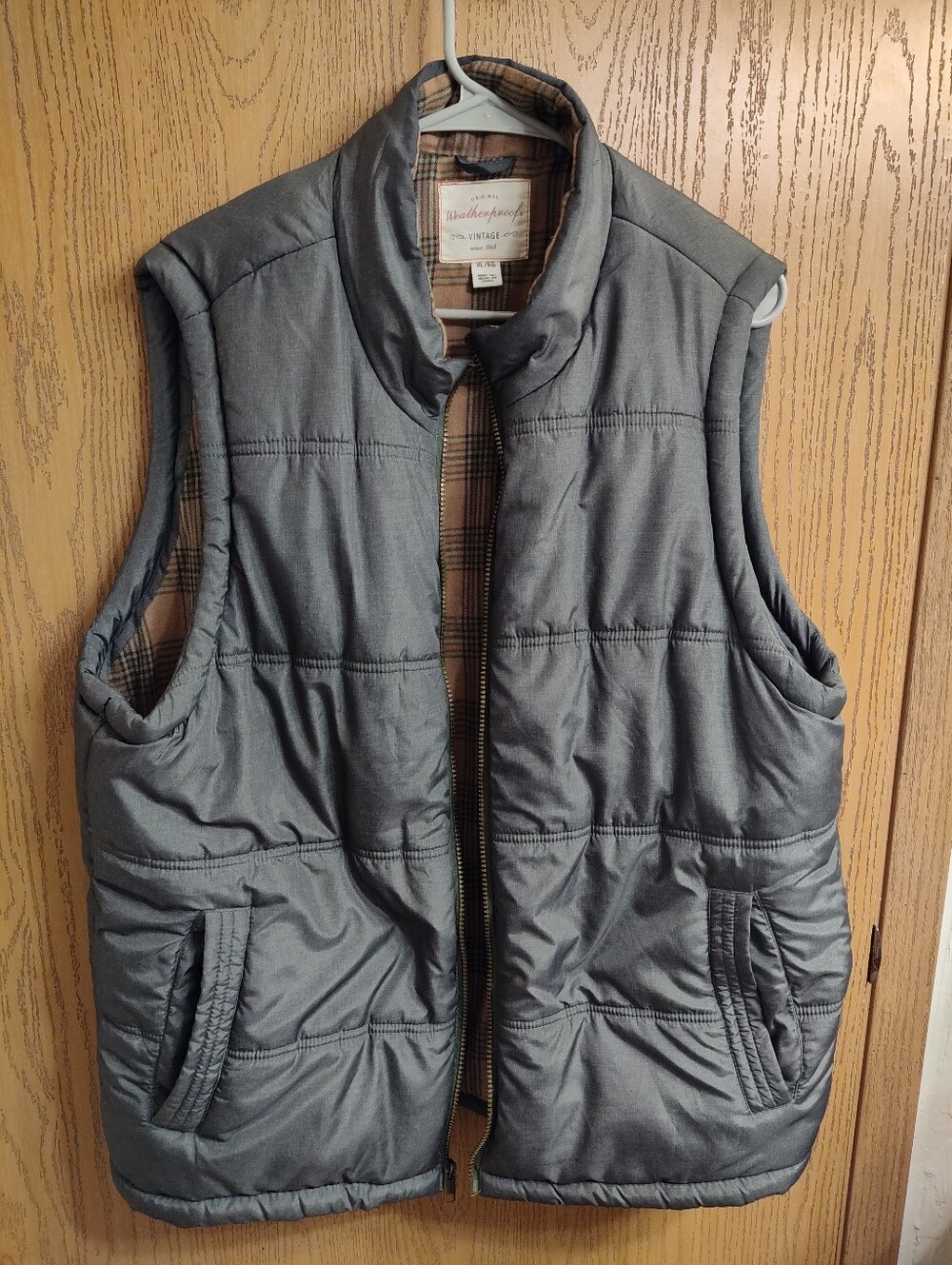 Weatherproof Men's Quilted Green Puffer Vest with Stand Collar